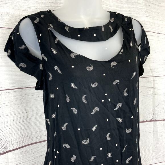 Something Else by Natalie Wood Black Paisley Cutout Mini Dress US 2 - Picture 2 of 9